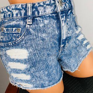 Mudd Acid Wash Destroyed Jean Shorts 5